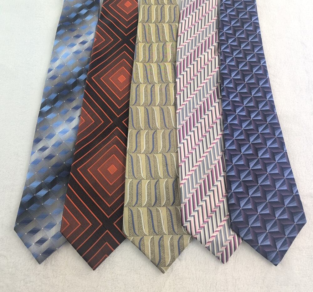 Lot of (5) 100% Silk Ties Croft & Barrow, Privado, CrazyHorse, Van Heusen